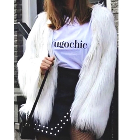 💋STUNNING💋FLUFFY WHITE FAUX FUR SHAGGY COAT - Picture 5 of 9